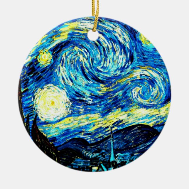 Ornamento De Cerâmica Van Gogh:Starry Night (Frente)