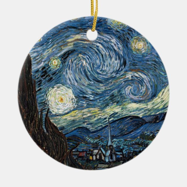 Ornamento De Cerâmica Van Gogh Starry Night (Frente)