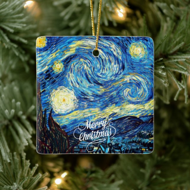Ornamento De Cerâmica Van Gogh-Starry Night, Feliz Natal, (Árvore)