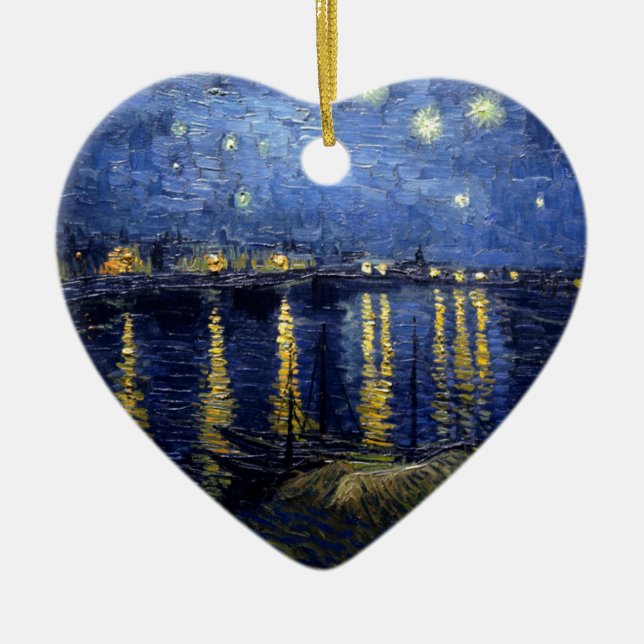 Ornamento De Cerâmica Van Gogh Starry Night Over Rhone (Frente)