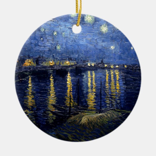 Ornamento De Cerâmica Van Gogh Starry Night Over Rhone (Frente)
