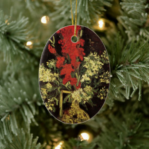 Ornamento De Cerâmica Van Gogh Vase com Gladioli e Cravos