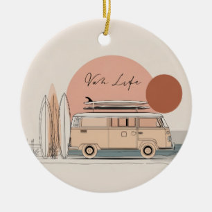 Ornamento De Cerâmica Van Life Surf Van – Estética de Camper de Praia Re