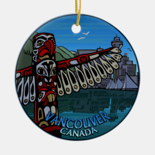 Ornamento De Cerâmica Vancouver Canada Totem Polonês Souvenirs