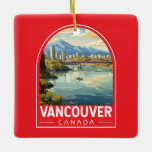 Ornamento De Cerâmica Vancouver Canada Viagem Art Vintage<br><div class="desc">Vancouver retro vetor viagem design. Vancouver,  um movimentado porto marítimo da costa oeste na Colúmbia Britânica,  é uma das cidades mais densas e etnicamente diversas do Canadá.</div>