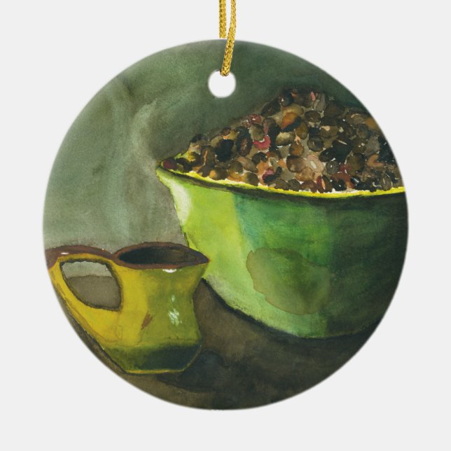 Ornamento De Cerâmica Vapor na manhã da taça de café (Frente)