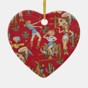 Ornamento De Cerâmica Vaqueiras retros do Natal do país