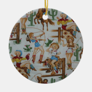 Ornamento De Cerâmica Vaqueiras retros do Natal do país