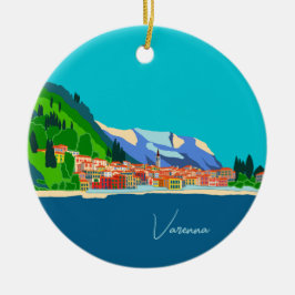 Ornamento De Cerâmica Varenna Lago de Como Itália Ilustração Viagem