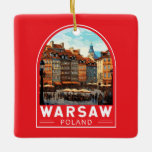 Ornamento De Cerâmica Varsóvia Polônia Viagem Art Vintage<br><div class="desc">Viagem de vetor retrovetor de Varsóvia. É uma mistura cativante de estilos arquitetônicos,  da charmosa Cidade Velha ao Palácio de Cultura e Ciência.</div>