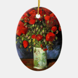 Ornamento De Cerâmica Vase com papagaios vermelhos Vincent van Gogh