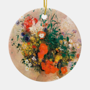 Ornamento De Cerâmica Vase de Flores por Redon de Impressionista Poste