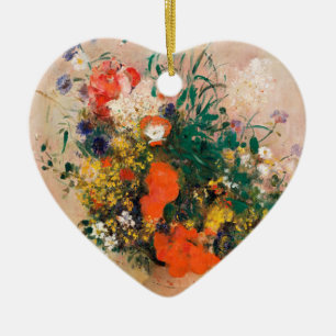 Ornamento De Cerâmica Vase de Flores por Redon de Impressionista Poste