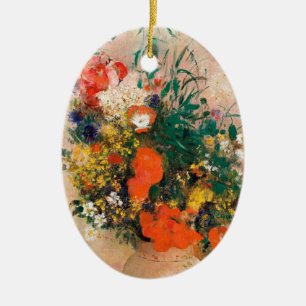 Ornamento De Cerâmica Vase de Flores por Redon de Impressionista Poste