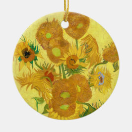 Ornamento De Cerâmica Vase with fifteen sunflowers by Vincent Van Gogh 