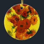 Ornamento De Cerâmica Vaso de Vida Contínua com 15 Girassóis Vincent van<br><div class="desc">Ainda com a Vida: Vase com Quinze Girassóis, de Vincent van Gogh, é um apos impressionismo de arte vintage que ainda vive a pintura floral. Um belo buquê de girassóis amarelos e laranja frescos cortados de um jardim de verão em cheio floresce. Sobre o artista: Vincent Willem van Gogh (1853-1890)...</div>