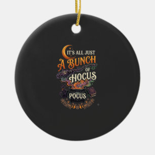 Ornamento De Cerâmica Vassoura de Bruxa Hocus Pocus Gato Preto Caldeirão