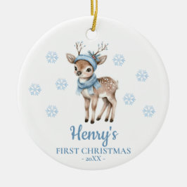 Ornamento De Cerâmica Veado Bebê Personalizado Primeiro Natal do Bebê