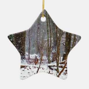 Ornamento De Cerâmica veado-cauda-branco na neve