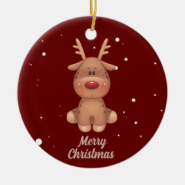 Ornamento De Cerâmica veado de natal alegre