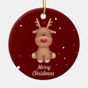 Ornamento De Cerâmica veado de natal alegre
