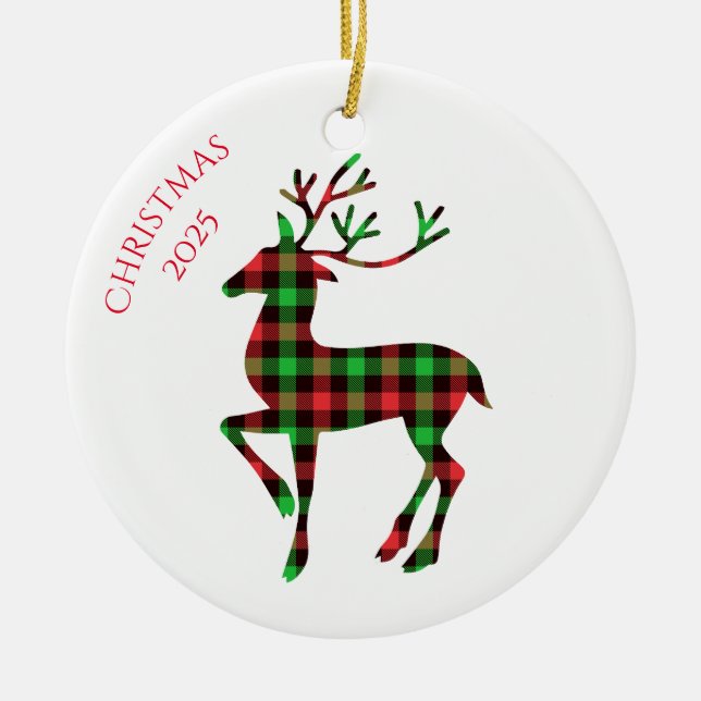 Ornamento De Cerâmica Veado Feliz Natal (Frente)