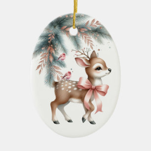 Ornamento De Cerâmica Veado Floresta Vintage Estilo Natal Personalizado