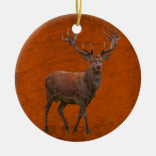 Ornamento De Cerâmica veado-safra em laranja