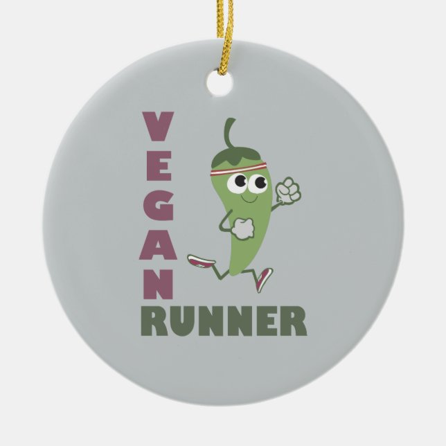 Ornamento De Cerâmica Vegan Runner - Pepper em Execução (Frente)