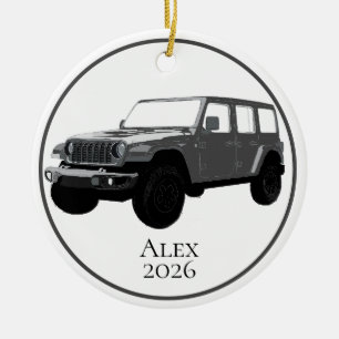 Ornamento De Cerâmica Veículo Utilitário Off-Road Cinza Escuro grade 7 s