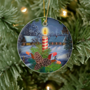 Ornamento De Cerâmica Vela de Natal