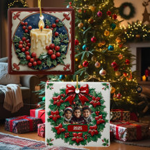Vela de Natal Branca Quadrada Personalizável