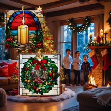 Vela de Natal Dourada Vidro Pintado Falso