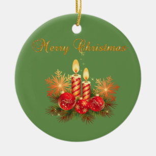 Ornamento De Cerâmica Vela do Natal, flocos de neve, Feliz Natal