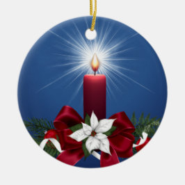 Ornamento De Cerâmica Vela vermelha do feriado do Natal