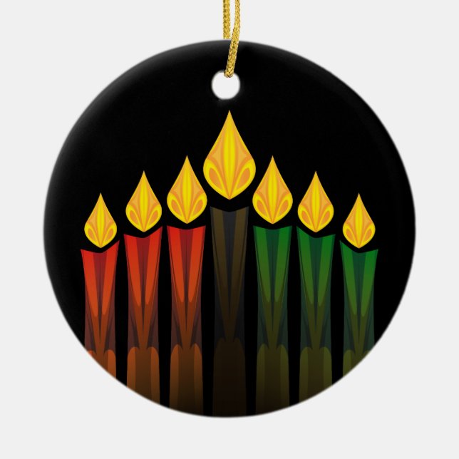Ornamento De Cerâmica velas de kwanzaa (Frente)