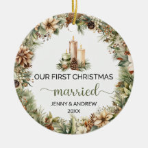 Velas de Natal bege, verde pastel e bege