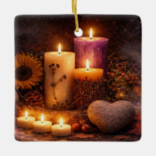 Ornamento De Cerâmica Velas Místicas Mágicas de Outono