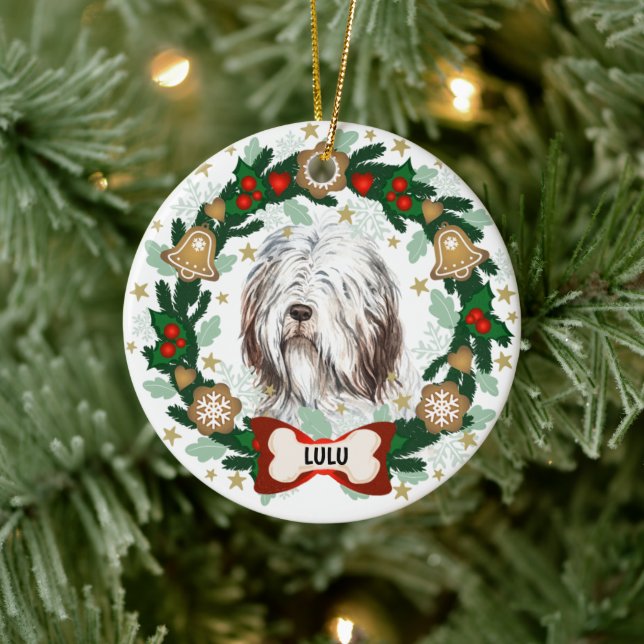 Ornamento De Cerâmica Velha Inglaterra Cão Cachorro de Natal Cachorro Ca (Árvore)