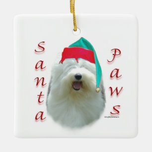 Ornamento De Cerâmica Velhas Papais noeis de Sheepdog Inglês