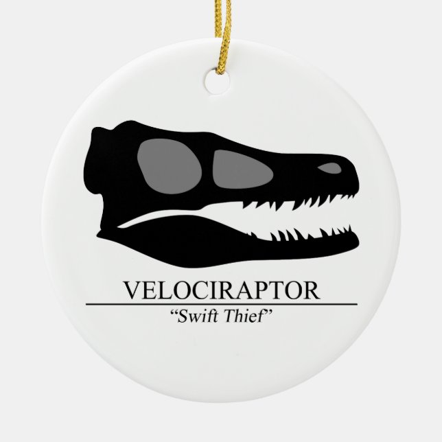 Ornamento De Cerâmica Velociraptor Skull (Frente)