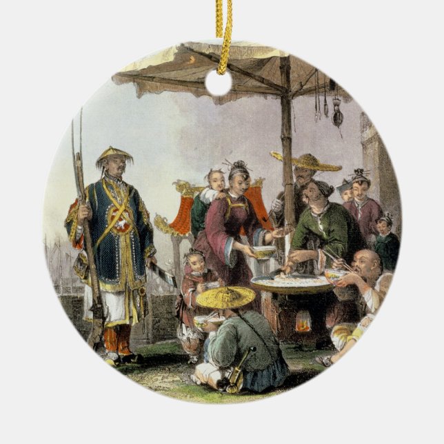 Ornamento De Cerâmica Vendedores do arroz na estação militar de (Frente)