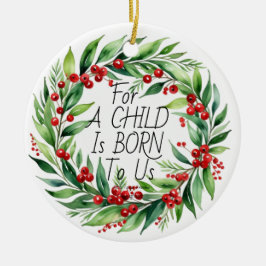 Ornamento De Cerâmica Veneração Natal ''Uma Criança' Wreath Natal