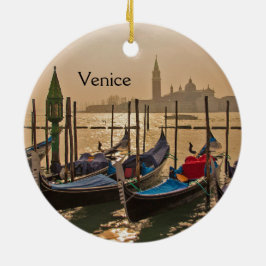 Ornamento De Cerâmica Veneza Gondolas Veneza Itália Waterfront Cerâmica