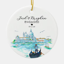 Veneza Itália Noiva Gôndola Aquarela Personalizado