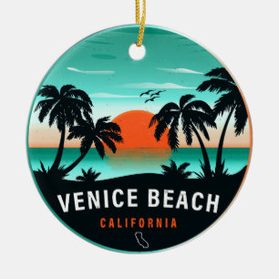 Ornamento De Cerâmica Venice Beach California Retro Sunset Souvenirs 60s