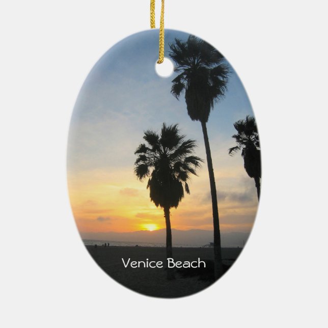 Ornamento De Cerâmica Venice Beach California Sunset Souvenir (Verso)