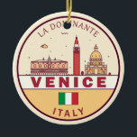 Ornamento De Cerâmica Venice Itália Cidade Skyline Emblem<br><div class="desc">Design de arte colorida e minimalista de Veneza,  com monumentos e marcos da cidade de Itália.</div>