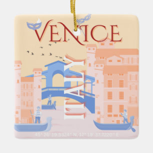 Ornamento De Cerâmica Venice Viagem Art, Itália, Viagem Art, Retro