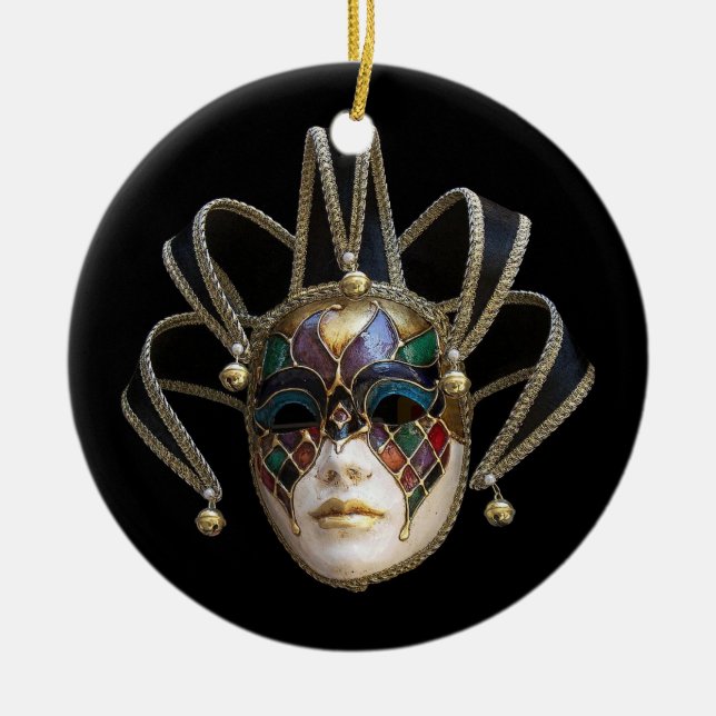 Ornamento De Cerâmica Ventian Mask Ornament (Frente)